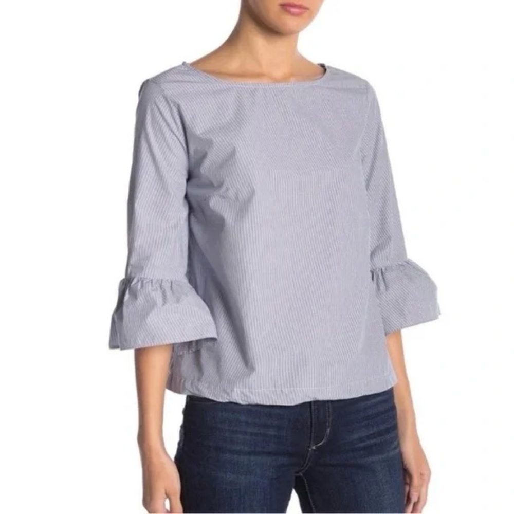 Madewell Small Blue White Striped Blouse